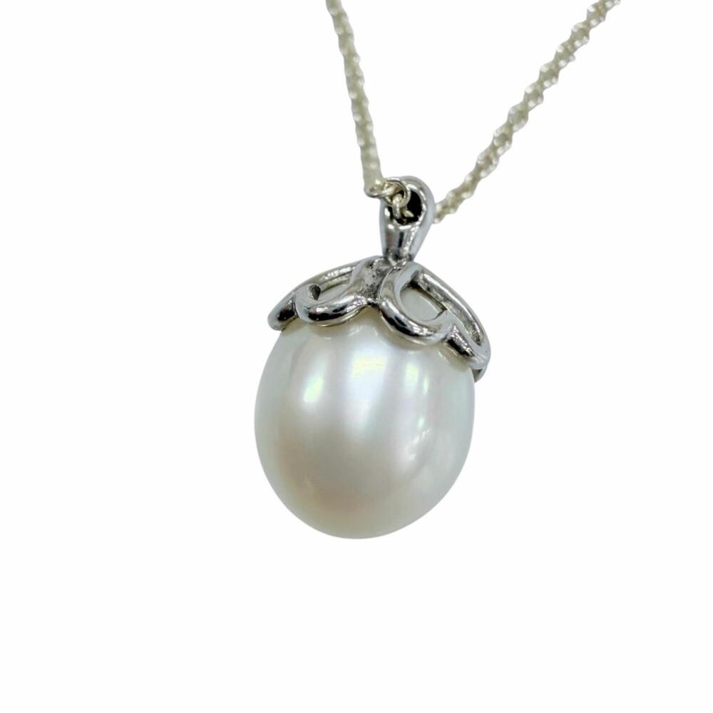 TIFFANY&Co. Tiffany 925 Heart Clover 1P Freshwater Pearl Necklace, Silver, We...